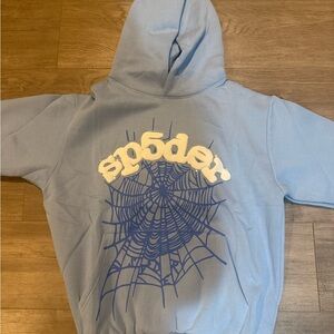 Light Blue Sp5der Hoodie - men’s medium